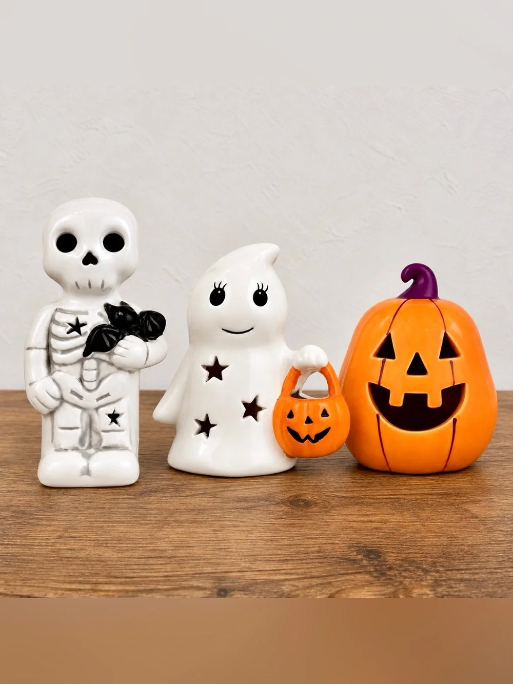 Target Bullseye Playground SET OF 3 Light Up Ceramic Halloween Figurines